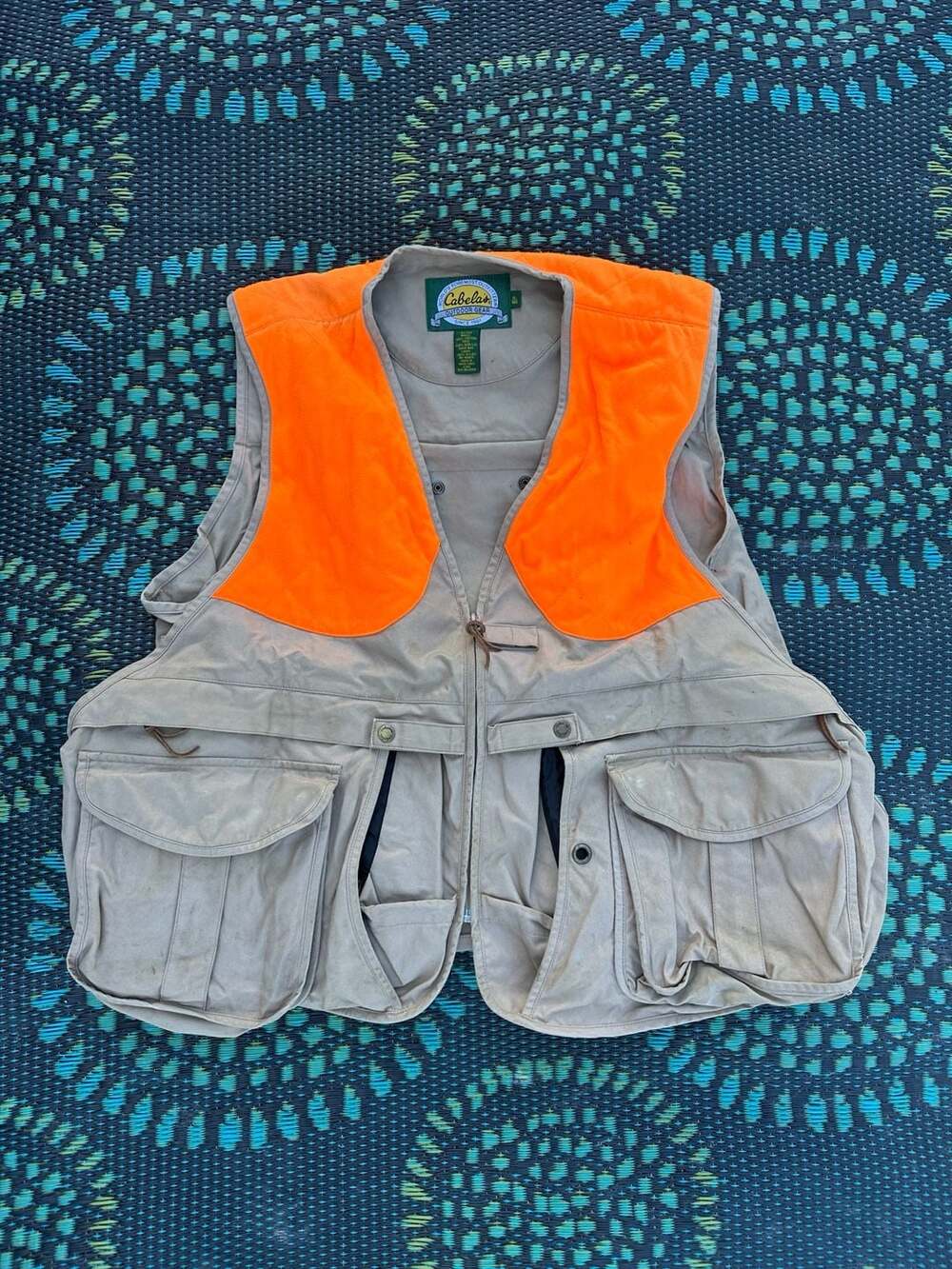 Vintage Cabelas Upland Hunting Vest Size XL Reg Tan Orange